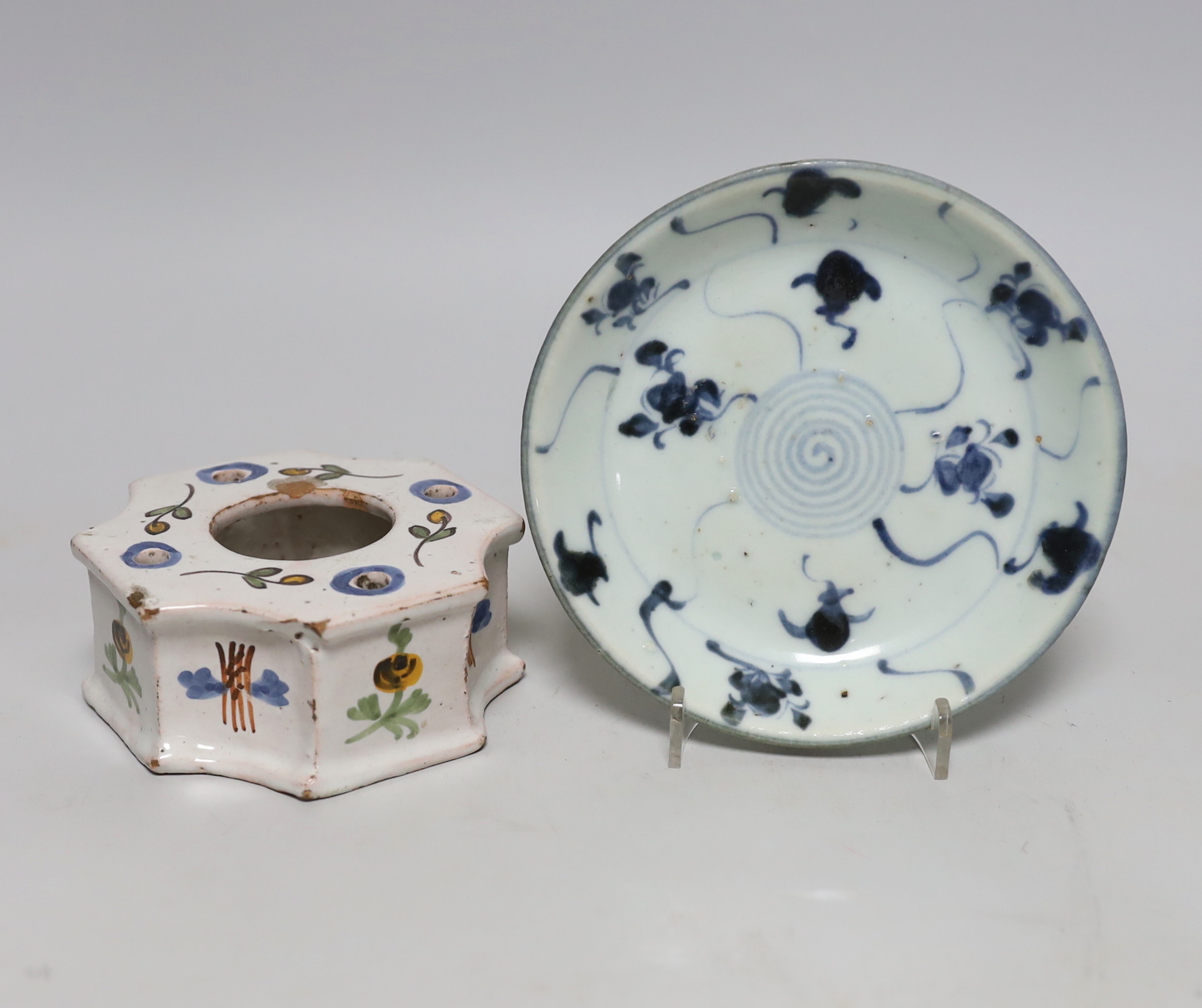 A French faience inkstand and a Chinese provincial dish